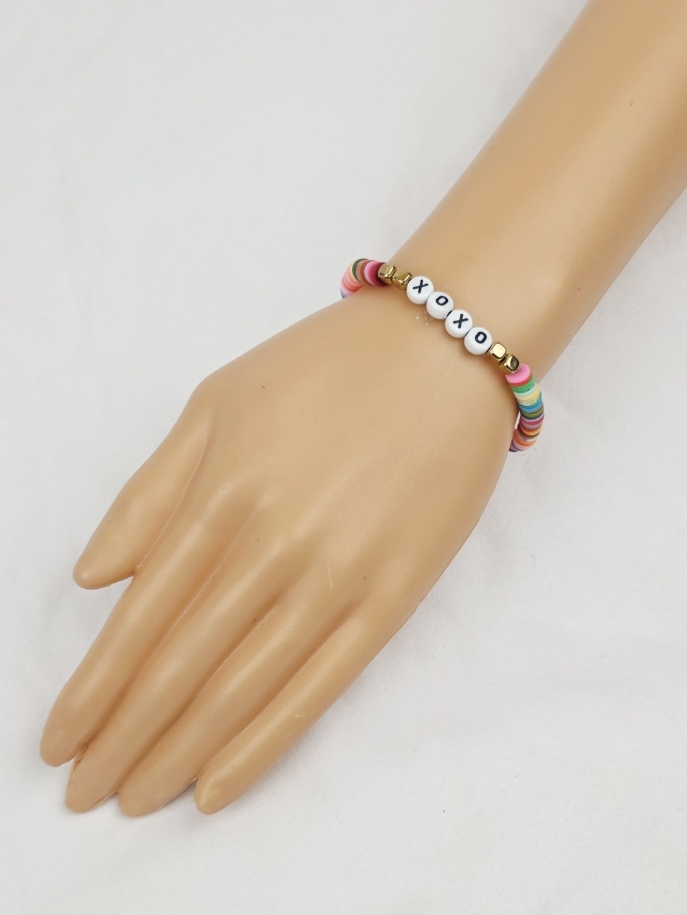 Handmade Clay Bead XOXO Multi Color Bracelet